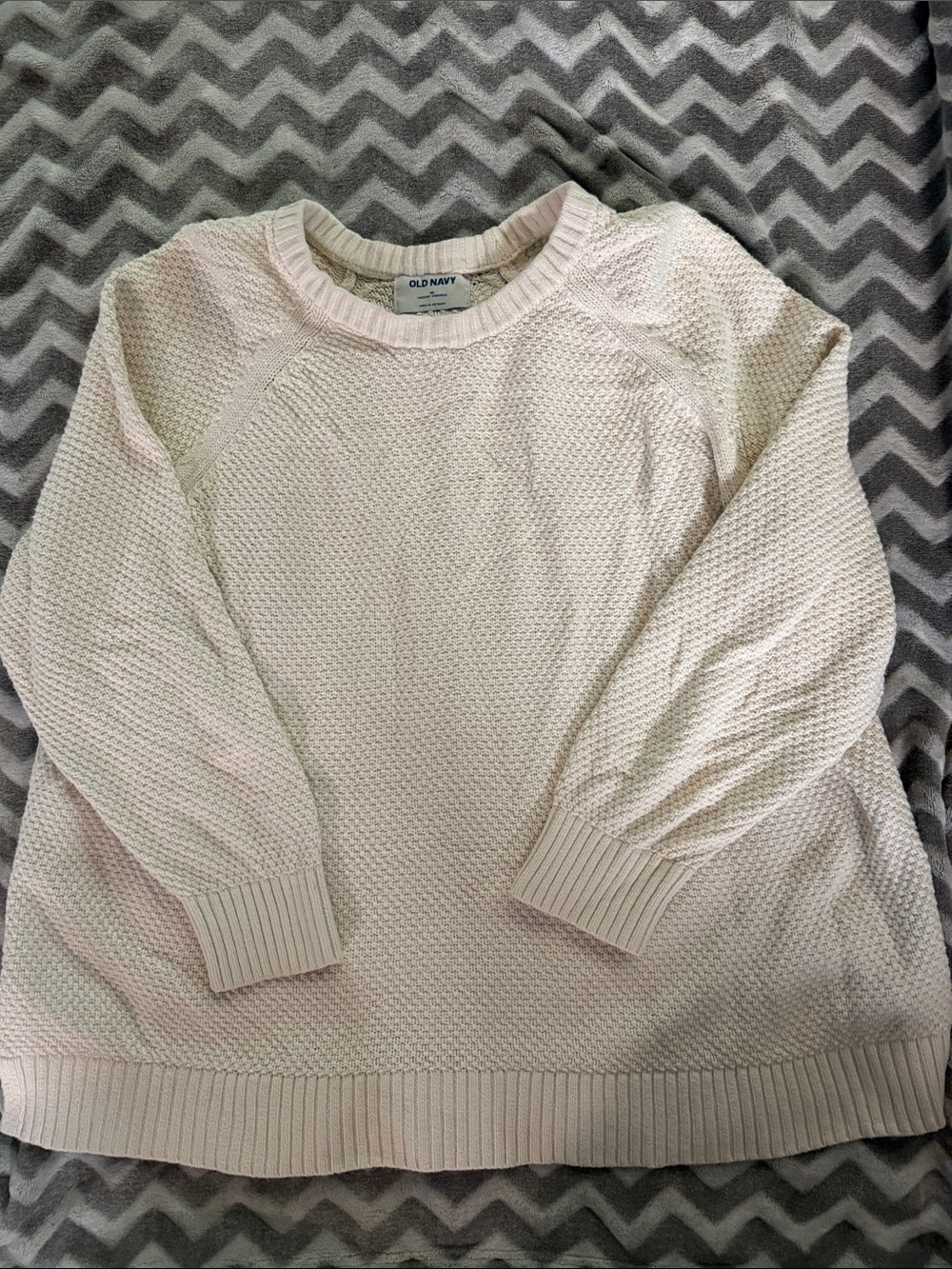 Old Navy Light Cream Scoopneck Textured Knit Sweater